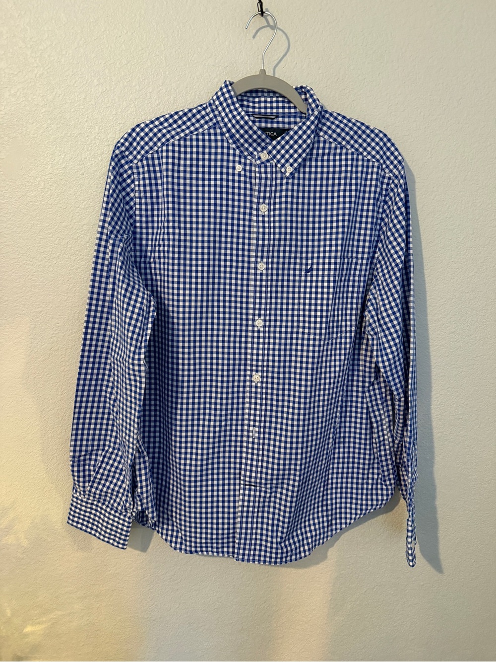 Nautica Blue & White Checked Button-Down Shirt